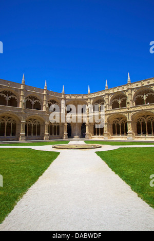 Chiostri, Mosteiro dos Jeronimos, Lisbona, Portogallo, Sud ovest Europa Foto Stock