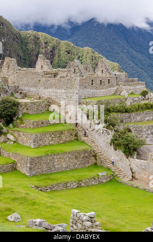 Machu Picchu, Sito Patrimonio Mondiale dell'UNESCO, vicino a Aguas Calientes, Perù, Sud America Foto Stock