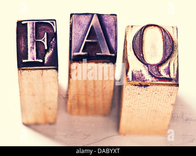 Domande frequenti timbro di gomma Foto Stock