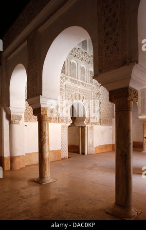 Ben Youssef Medersa, originariamente una scuola religiosa fondata sotto Abou El Hassan, sito UNESCO, Marrakech, Marocco Foto Stock