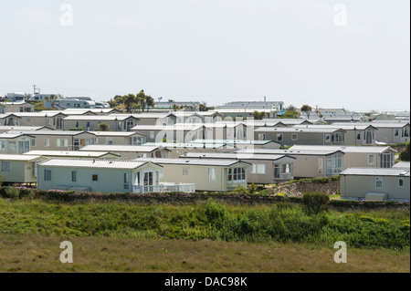 Roulotte statiche a madre Ivey's Bay North Cornwall Regno Unito Foto Stock