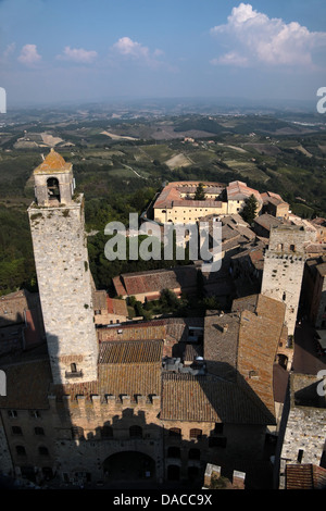 Vista panoramica di San Gimignano in Toscana, Italia Foto Stock