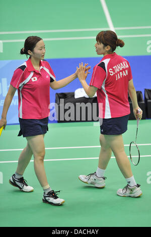 Kazan, Russia. 10 Luglio, 2013. (L a R) Miri Ichimaru, Shiho Tanaka (JPN), 10 luglio 2013 - Badminton : La xxvii Universiade estiva 2013 Kazan doppio femminile Quarti di Finale Match 1 all Accademia di Tennis, Kazan, Russia. Credito: AFLO/Alamy Live News Foto Stock