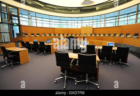 La principale sala giudiziaria del Tribunale internazionale per il diritto del mare è visto ad Amburgo, Germania, 05 ottobre 2011. In agosto 1981, la Conferenza delle Nazioni Unite sul diritto del mare segnalata da Amburgo a sede del tribunale. Foto: Angelika Warmuth Foto Stock