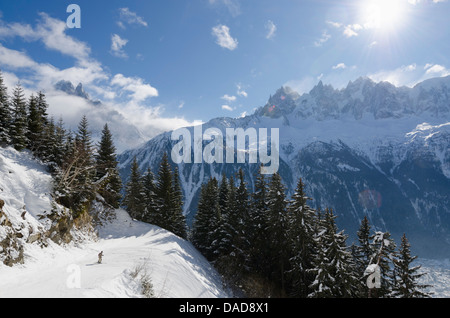 Brevant ski area, Aiguilles de Chamonix, Chamonix Alta Savoia, sulle Alpi francesi, Francia, Europa Foto Stock