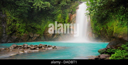 Rio Celeste con cascata, Costa Rica, Vulkan Tenorio Parco Nazionale Foto Stock