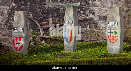 Città stemmi di Arnsberg, Meschede e Brilon, in Germania, in Renania settentrionale-Vestfalia, Sauerland Foto Stock