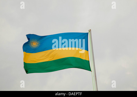 Bandiera del Ruanda al vento, Ruanda Foto Stock