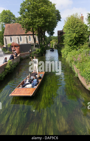 Punt sul fiume Stour Canterbury Kent Foto Stock