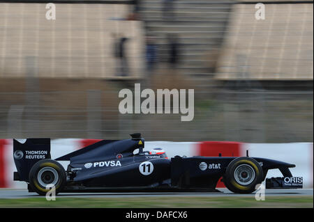 Brasiliano pilota di Formula Uno Rubens Barrichello del team Williams F1 in azione durante i test ufficiali corrono lungo il 'Circuito de Catalunya" PISTA DI MONTMELO vicino a Barcellona, Spagna, 19 febbraio 2011. Foto: David Ebener Foto Stock