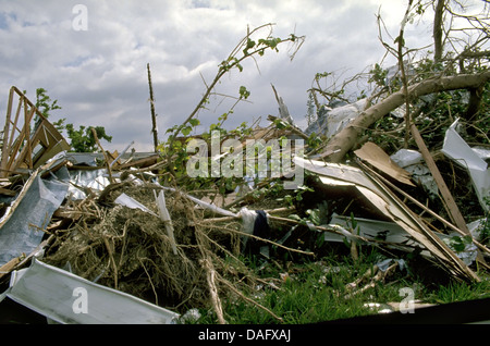 Distruzione causata dall'uragano Andrew Agosto 24, 1992 in Dade County, FL. Foto Stock