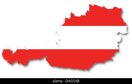 Mappa e bandiera dell'Austria Foto Stock