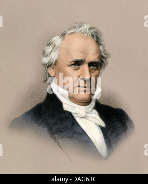 Ritratto del Presidente statunitense James Buchanan. Digitalmente incisione colorata Foto Stock