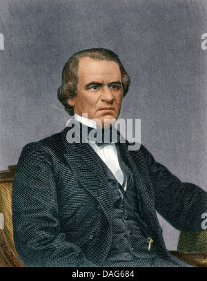 Ritratto del presidente statunitense Andrew Johnson. Digitalmente incisione colorata Foto Stock