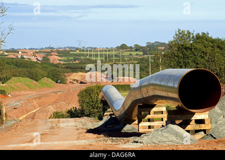 La posa di pipeline di GNL in esecuzione da Milford Haven in Inghilterra, Regno Unito, Galles Pembrokeshire Foto Stock