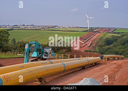 La posa di pipeline di GNL in esecuzione da Milford Haven in Inghilterra, Regno Unito, Galles Pembrokeshire Foto Stock