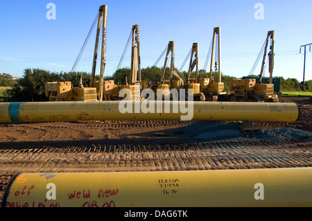 La posa di pipeline di GNL in esecuzione da Milford Haven in Inghilterra, Regno Unito, Galles Pembrokeshire Foto Stock