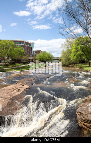 Il Parco delle Cascate sul Reedy, Greenville, SC, STATI UNITI D'AMERICA Foto Stock