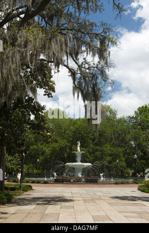 Fontana Forsyth park Savannah in Georgia negli Stati Uniti Foto Stock