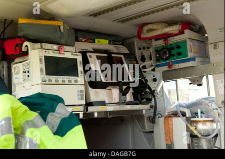 Air Ambulance degli ECG dal defibrillatore cardiaco Foto Stock
