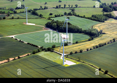 Vista aerea di una piccola tra centrali eoliche WALCOTE, SWINFORD E SOUTH KILWORTH Foto Stock