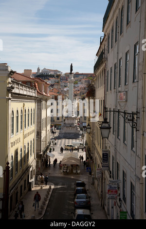 La statua di Dom Pedro IV sitiuated a piazza Rossio Lisbona Portogallo Foto Stock