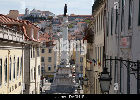 La statua di Dom Pedro IV sitiuated a piazza Rossio Lisbona Portogallo Foto Stock