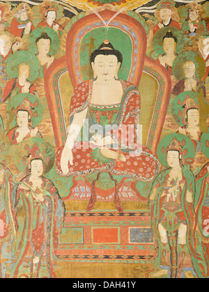 Seokgamoni Buddha Shakyamuni () la predicazione al gruppo sul picco di avvoltoio LACMA AC1998.268.1 (8 di 11) Foto Stock