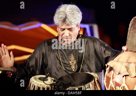 Trilok Gurtu al Radio France Festival a Montpellier, Francia Foto Stock