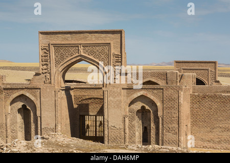 Dettaglio di ingresso, Robat-i caravanserai Sharaf, Khorasan, Iran Foto Stock