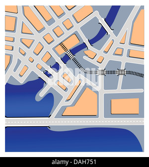 Rappresentazione schematica delle mappe urbane della ferrovia Foto Stock