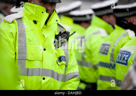 Greater Manchester Police GMP ufficiali di neve in inverno Foto Stock