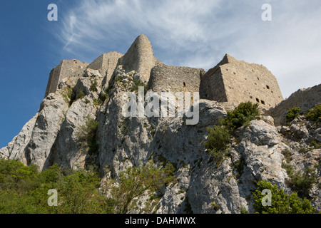 Chateau De Queribus, nel sud della Francia Foto Stock