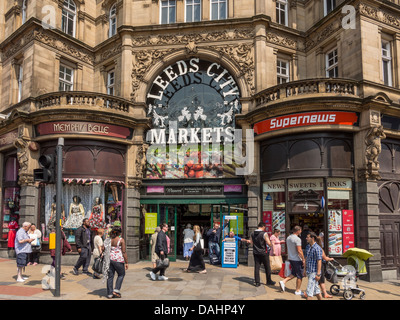 Facciata di Leeds City mercati West Yorkshire Regno Unito Foto Stock