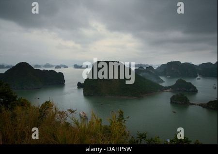 Vista da Dao Titop Island, Halong Bay, Vietnam Foto Stock