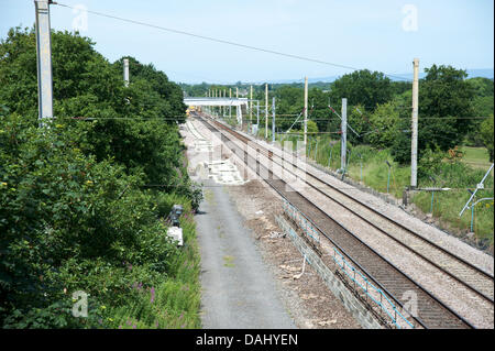 Modifiche essendo effettuata per la linea principale della costa occidentale tra Warrington e Preston Foto Stock