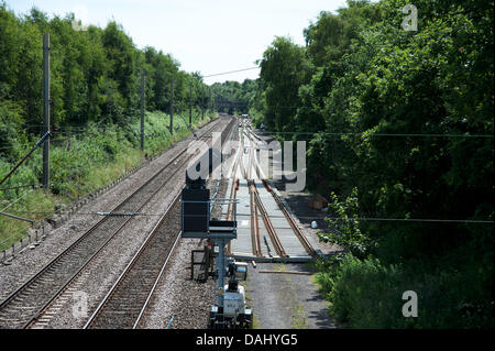 Modifiche essendo effettuata per la linea principale della costa occidentale tra Warrington e Preston Foto Stock