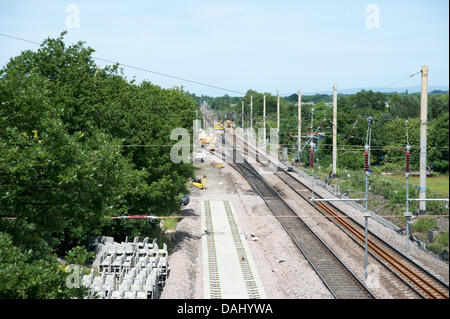 Modifiche essendo effettuata per la linea principale della costa occidentale tra Warrington e Preston Foto Stock