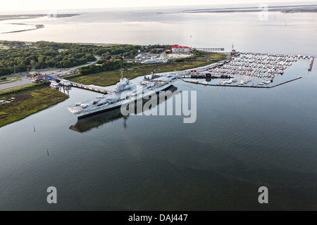 Vista aerea della USS Yorktown e patrioti in Punto di Mount Pleasant, SC. Foto Stock