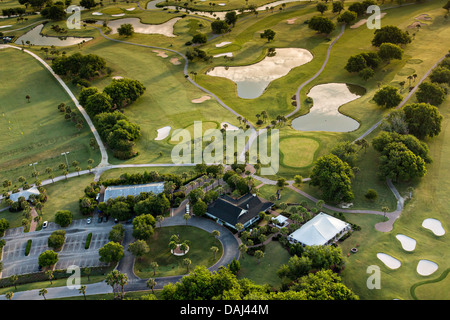 Vista aerea dei Patriots Point golf in Mount Pleasant, SC. Foto Stock