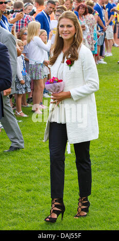 Borgholm, Svezia. 14 Luglio, 2013. Swedish Princess Madeleine durante le celebrazioni del Crown Princess Victoria's 36th Birthday in Borgholm, Svezia, 14 luglio 2013. Foto: Albert Nieboer //dpa/Alamy Live News Foto Stock