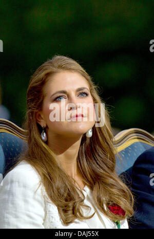 Borgholm, Svezia. 14 Luglio, 2013. Swedish Princess Madeleine durante le celebrazioni del Crown Princess Victoria's 36th Birthday in Borgholm, Svezia, 14 luglio 2013. Foto: Albert Nieboer //dpa/Alamy Live News Foto Stock