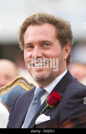 Borgholm, Svezia. 14 Luglio, 2013. La principessa Madelein's marito Chris O'Neill durante le celebrazioni del Crown Princess Victoria's 36th Birthday in Borgholm, Svezia, 14 luglio 2013. Foto: Albert Nieboer //dpa/Alamy Live News Foto Stock