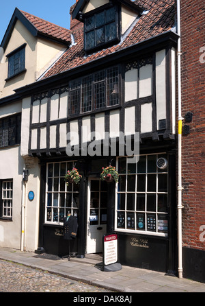 Negozio di antiquariato in elm hill, Norwich, Norfolk, Inghilterra Foto Stock