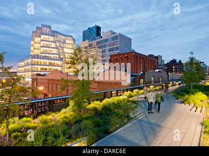 High Line New York City Manhattan High Line Park Frank Gehry architettura Foto Stock