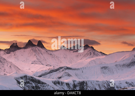 Le Aiguilles d'Arves al delle Alpi Francesi, Francia Foto Stock