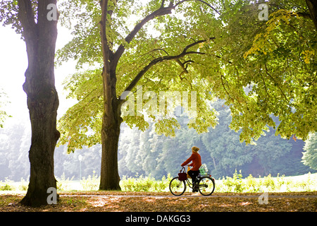 Biker autunnali sulla Lichtentaler Allee, GERMANIA Baden-Wuerttemberg, Baden-Baden Foto Stock