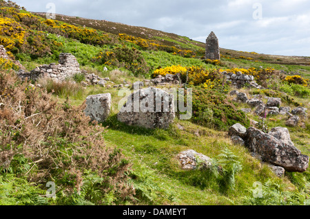 Badbea, un villaggio abbandonato da le cime della scogliera sulla costa est di Caithness in Scozia Foto Stock