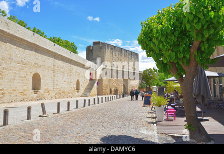 Aigues-Mortes è un comune francese del dipartimento del Gard nella regione occitanie della Francia meridionale. Foto Stock