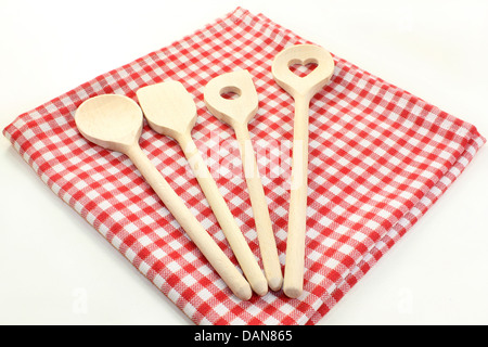 Varie cucchiaio di cottura costituito da legno Foto Stock